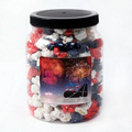 Patriotic Popcorn in Clear Plastic Round Gift Jar